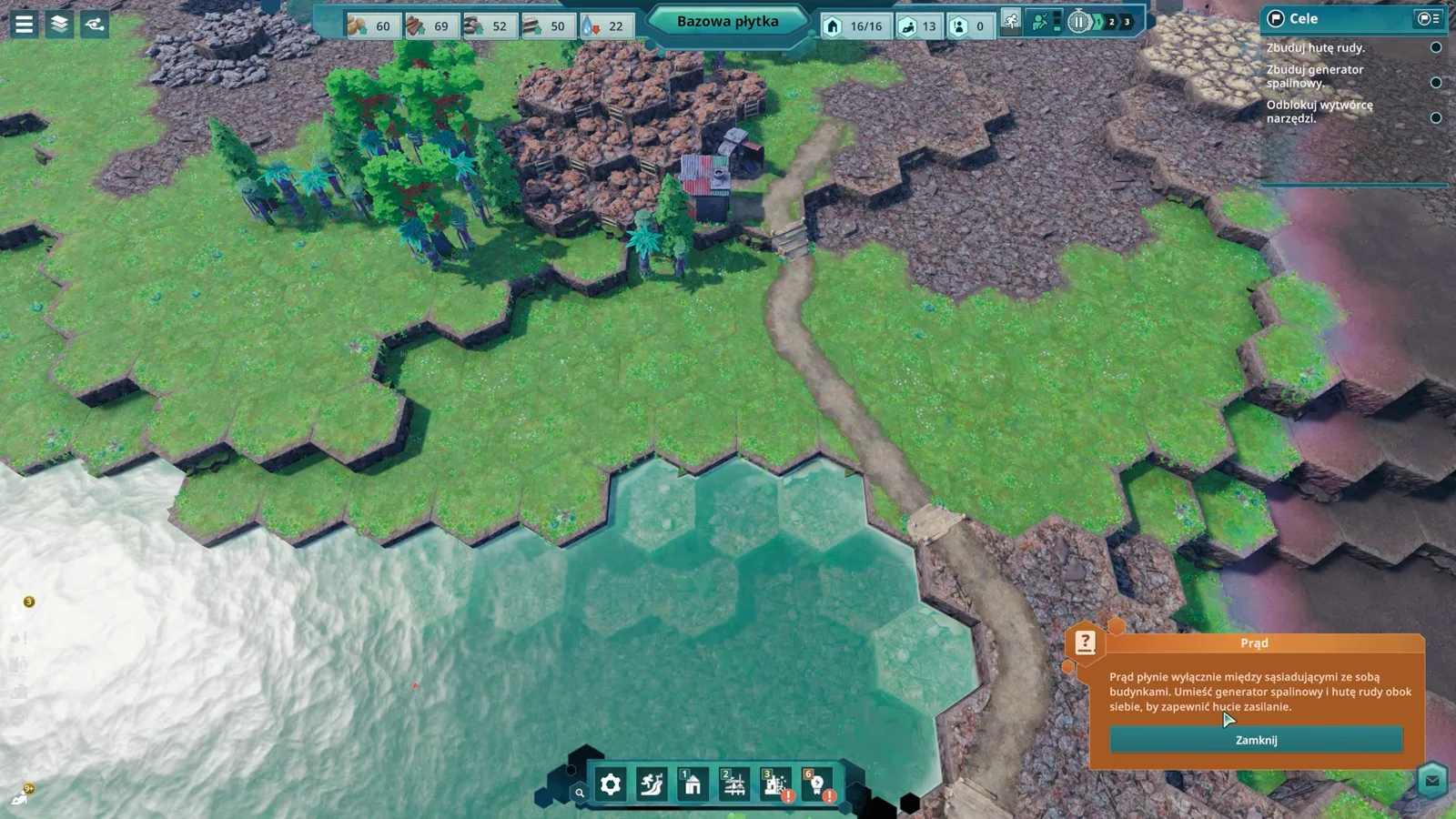 Hexagonal building placement radius and green adjacency highlight overlay in Beyond These Stars