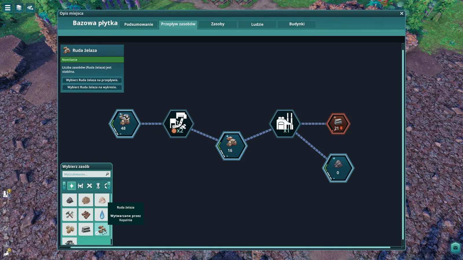 Generator conduction cluster and industrial buildings connected along hex roads
