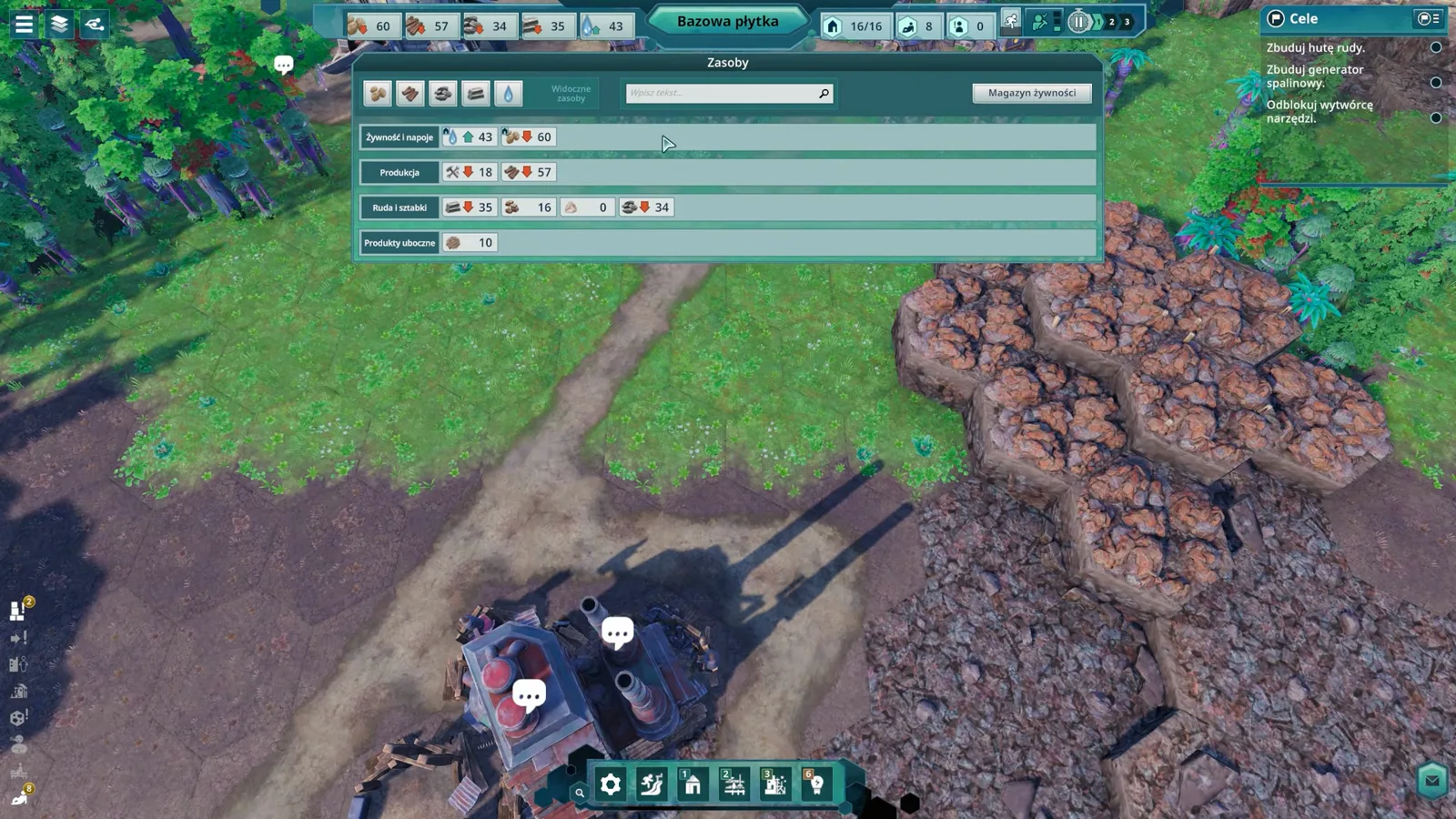 Ore to metal smelting flowchart in Beyond These Stars research and production UI